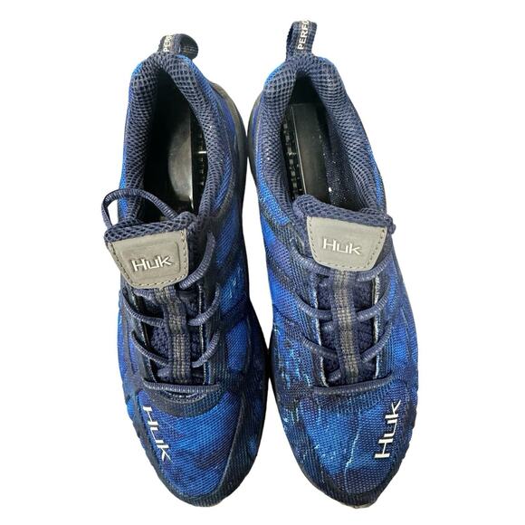 Huk Attack - Men's Size 8 Performance Lace Up Athletic Fishing Shoes - Blue - Picture 2 of 8